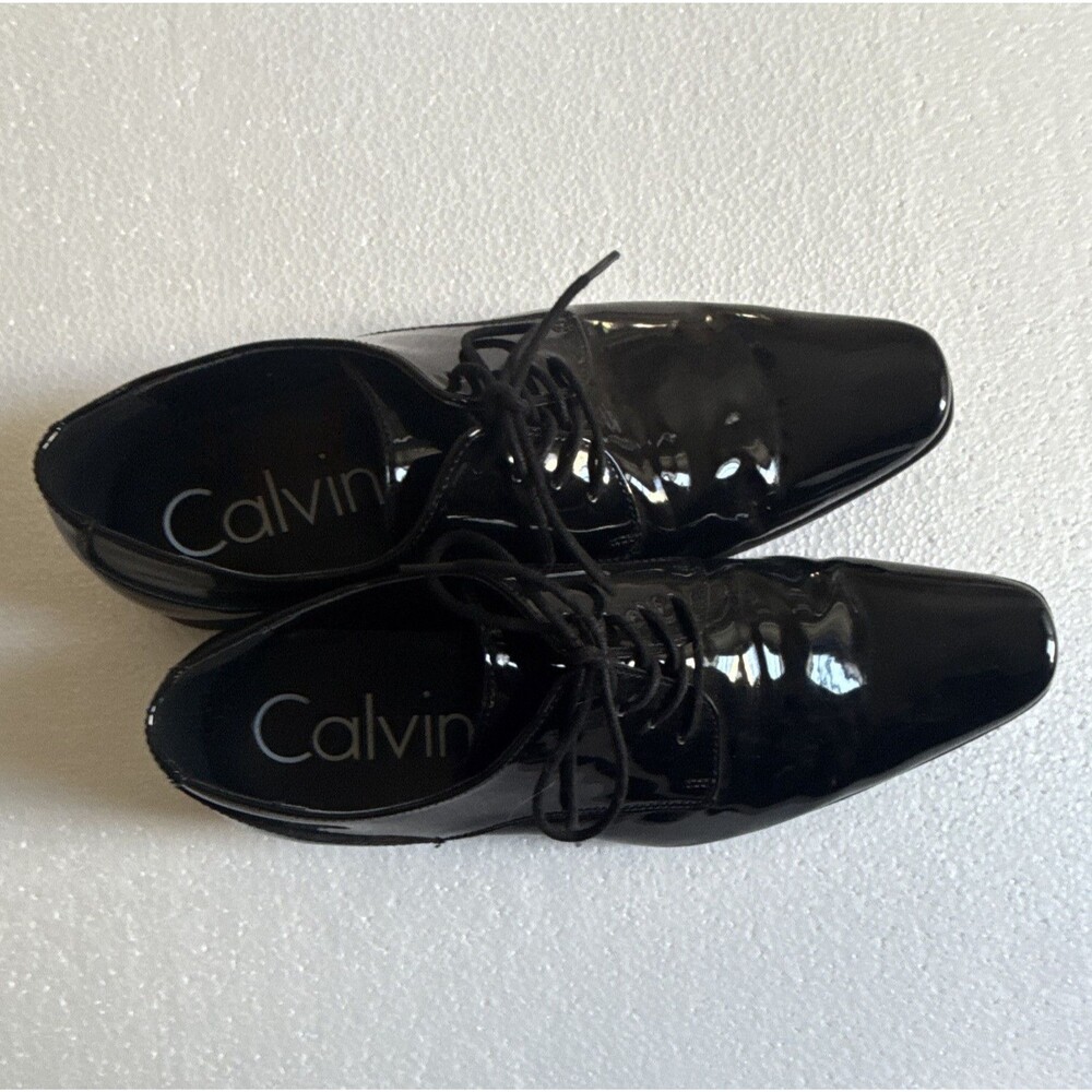 Calvin Klein Brodie Patent Leather Lace-Up Oxford Dress Shoes Black 11.5M